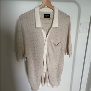 Abercrombie & Fitch Cream Knit Polo Shirt
